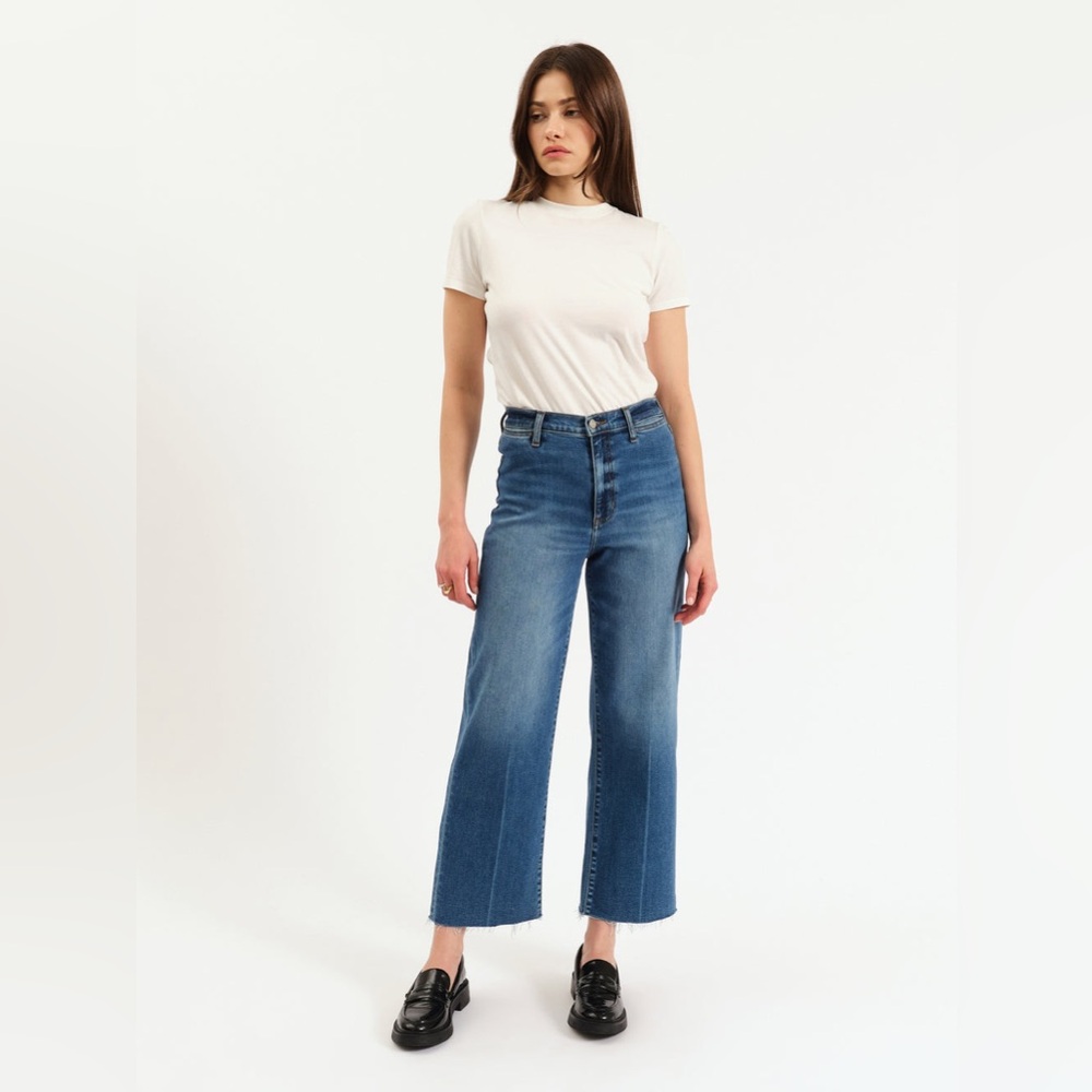 NWT DAZE DENIM Pleaser High Rise Wide Ankle in Indigo Wave